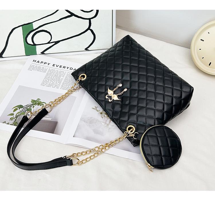 2024 Large Capacity Mummy Bag Set: Women's Two-Piece Shoulder Bag with Diamond Print Pattern