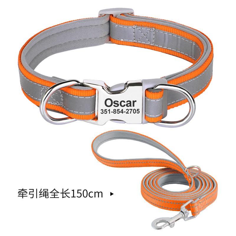 Reflective Dog Collar Small Medium Dogs Adjustable Non-Choke Pet Neck Strap With Engraving Option
