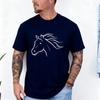 Minimal Horse Head Animal Riding Equestrian Men Women Gift Unisex Cotton TShirt Crew Neck Short Sleeve Casual Fashion Soft Tees