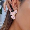 Yori Trending Stainless Steel Metal Oil Drip Flower Earrings for Women Prevent Allergy Metal Daily Summer Jewelry Accessories