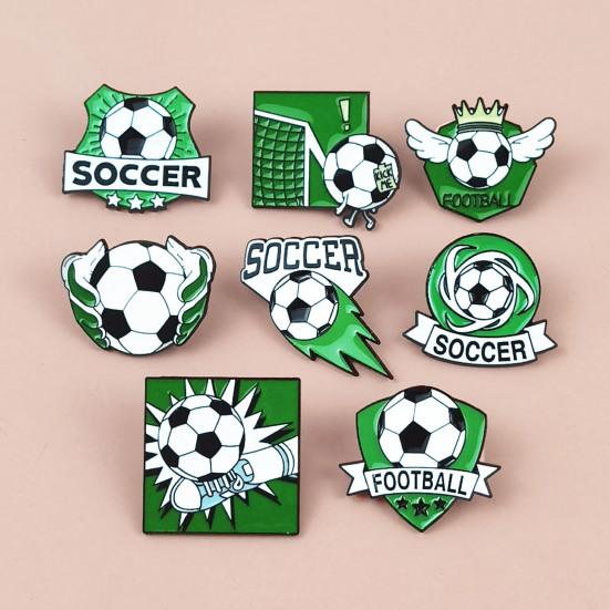 Enamel Brooch Zinc Alloy Texture Football Shape Lapel Pin Jackets Hats Sweatshirts School Bags Metal Fan Accessory