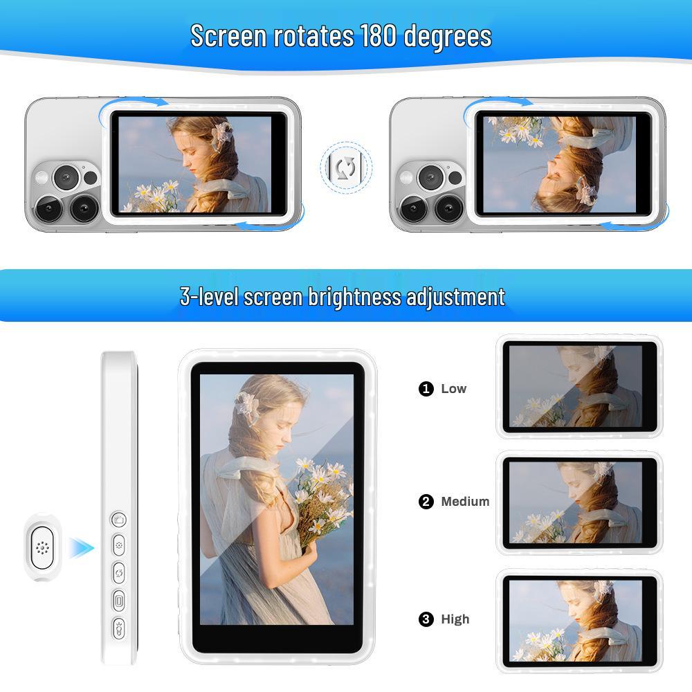 Kabelloses magnetisches Handy-Display mit Ton & Fülllicht für Live-Streaming & Remote-Selfies