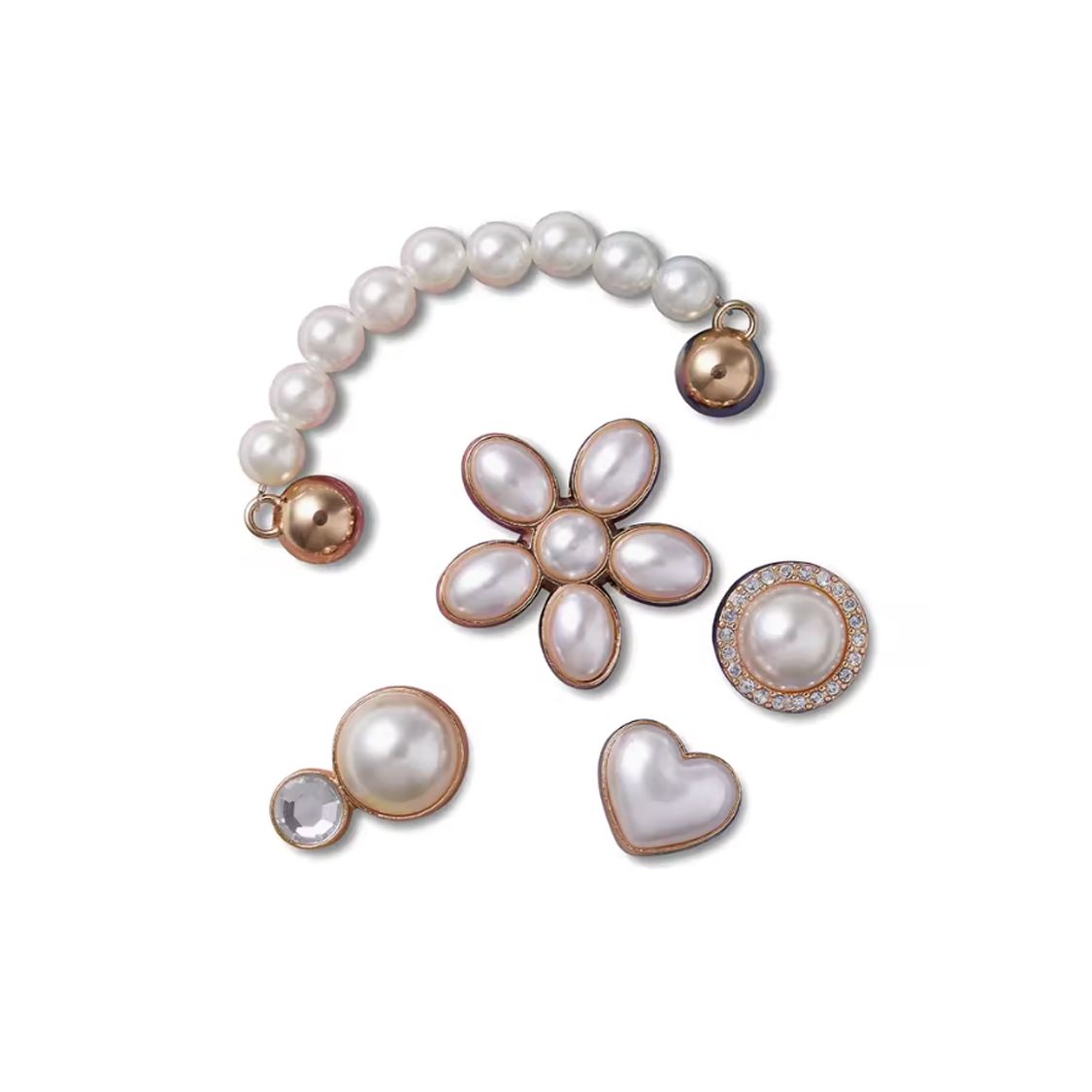 

Crocs Элегантный цветочный декор Набор из пяти предметов с жемчугом Женская обувь Белый 10013133 F