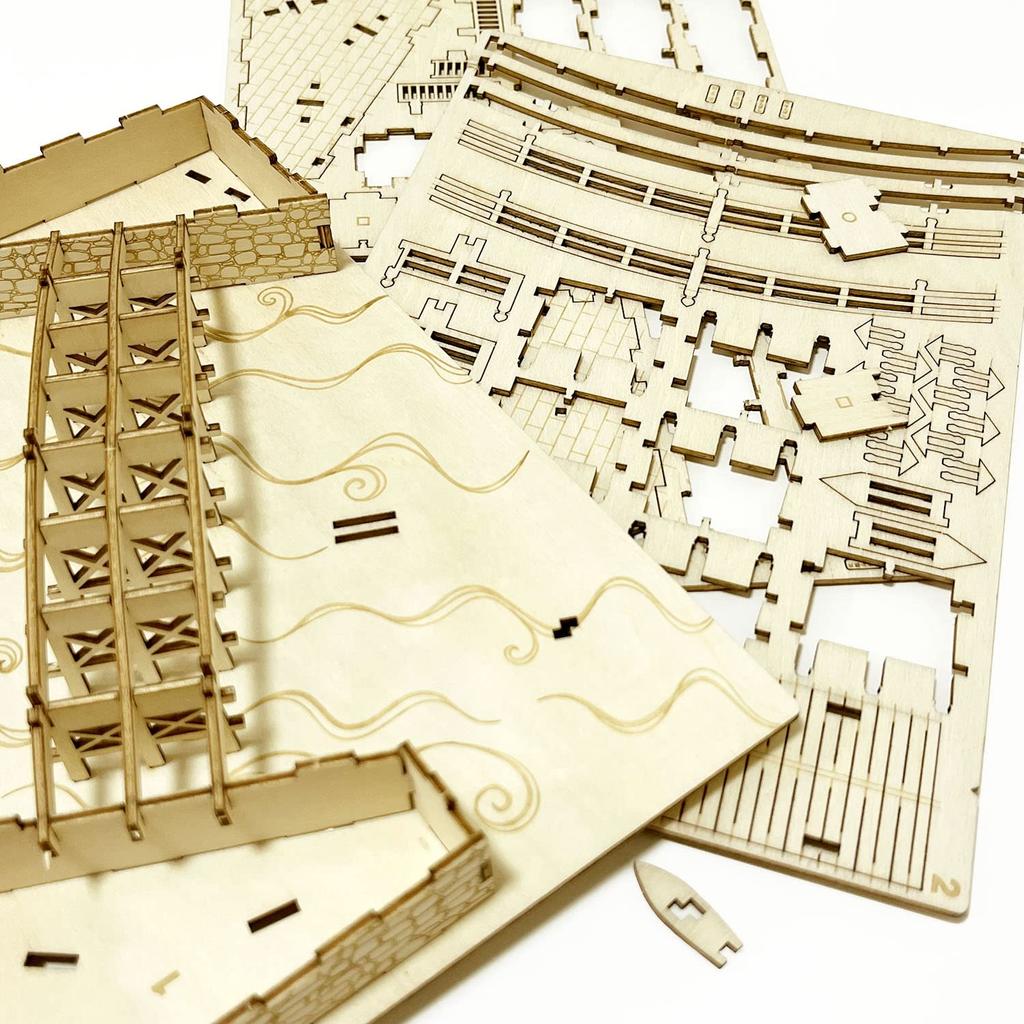 Nihonbashi 3D Wooden Puzzle DIY Craft Kit for Kids and Adults Alike Educational Toys for Boys and Girls Wooden Puzzles That Make Great 3D Art and