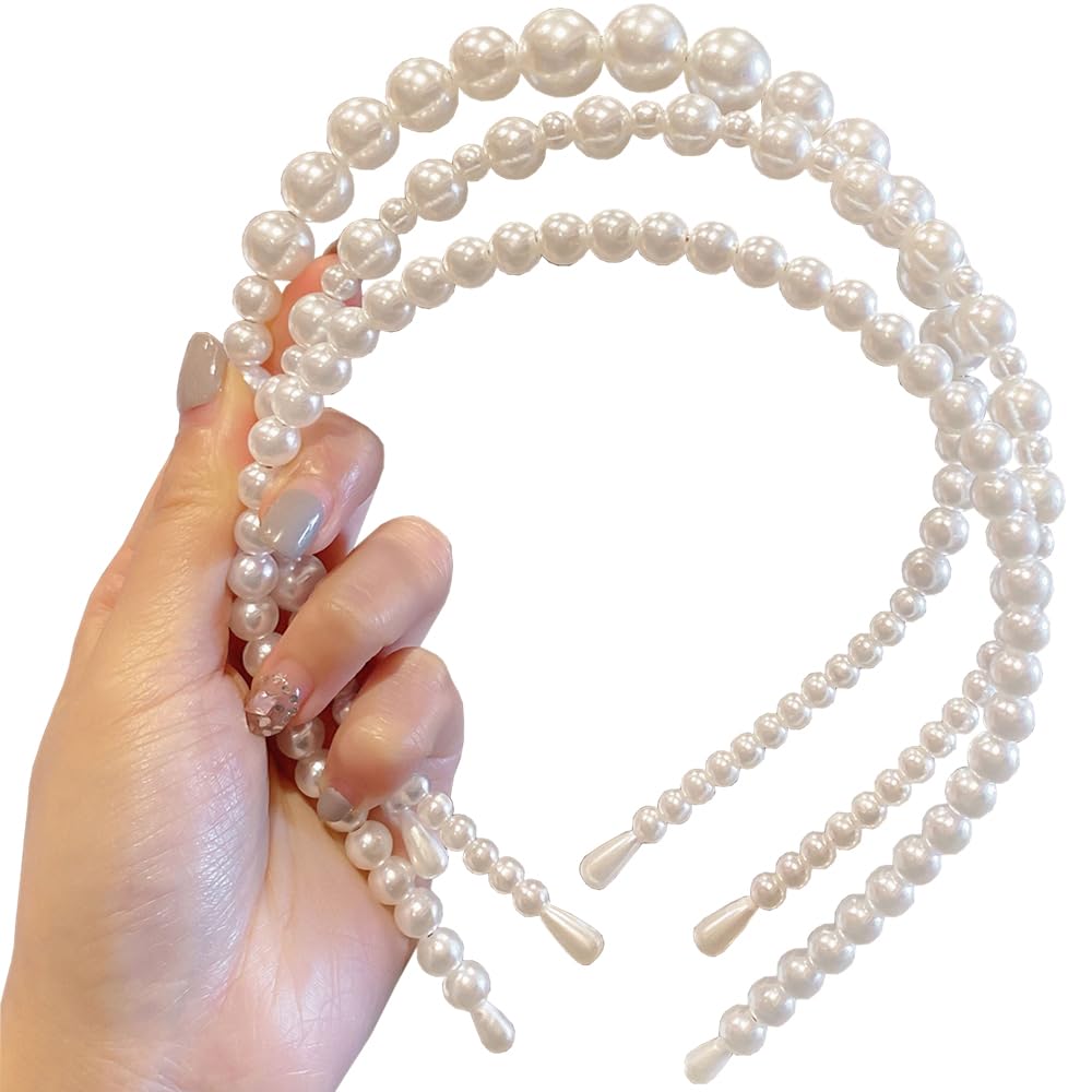 

Жемчужная повязка на голову, украшения для волос, набор из 3 жемчужных повязок на голову, аксессуары для волос, жемчужные повязки на голову, милая челка, заколки для волос, украшения для волос, свадьбы, фото