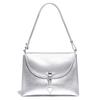 Zency Silver Bag 2024 Women 100% Genuine Leather Handbag Large Pocket Square Bag