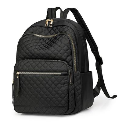 Lightweight Quilted A4 Cute and Perfect for or As a Diaper Black with Gold Holds a Laptop Women's Backpack, Size, Small, Water-Repellent,