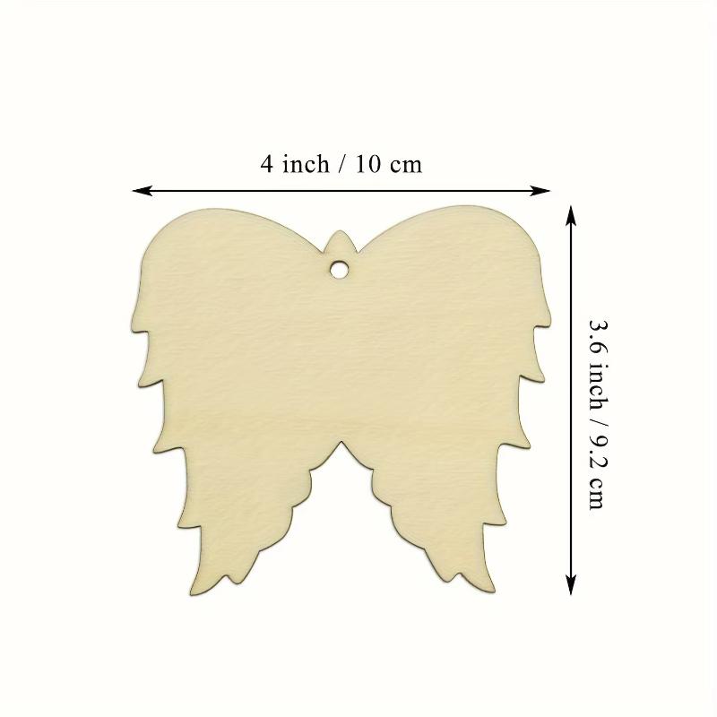 10/20pc Wooden Angel Ornaments Wood Angel Wings Ornament Christmas Xmas Ornaments Angel Wing Ornaments for Home Craft