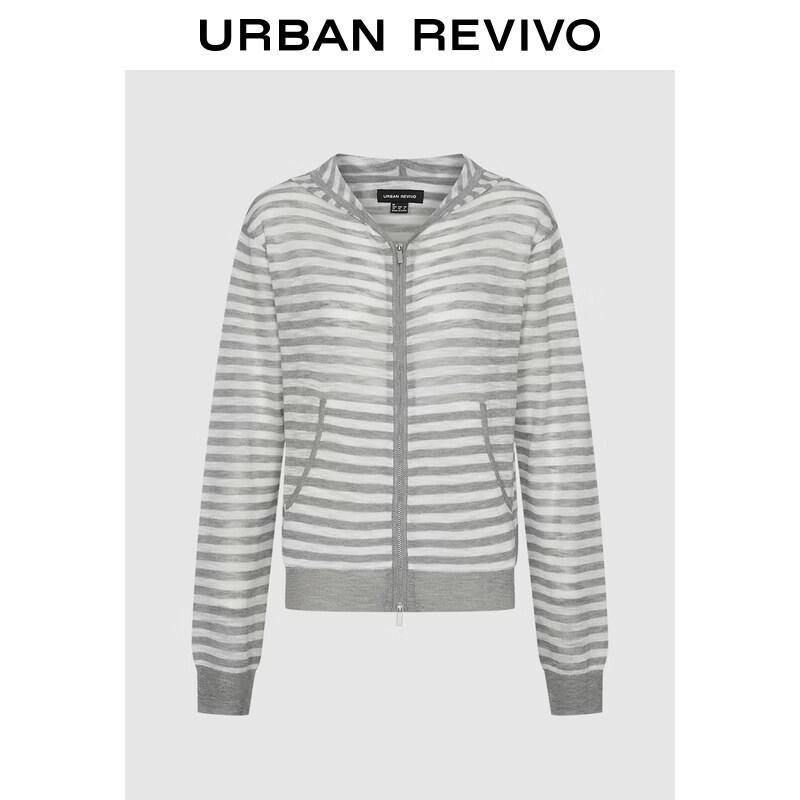 UR2026 Women s Striped Hooded Knit Cardigan XS
