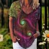 Summer Women's T-Shirt Bohemia Ethnic Style Short Sleeve Tees Fashion V-neck Loose Tops Daily