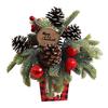 Desktop Christmas Tree Mini Artificial Pine Cones Red Berry Decor Festive Pot Display for Home And Party Scenes