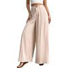 Women's Wide Leg Pants with Front Seam and Waist Button, Multiple Colors