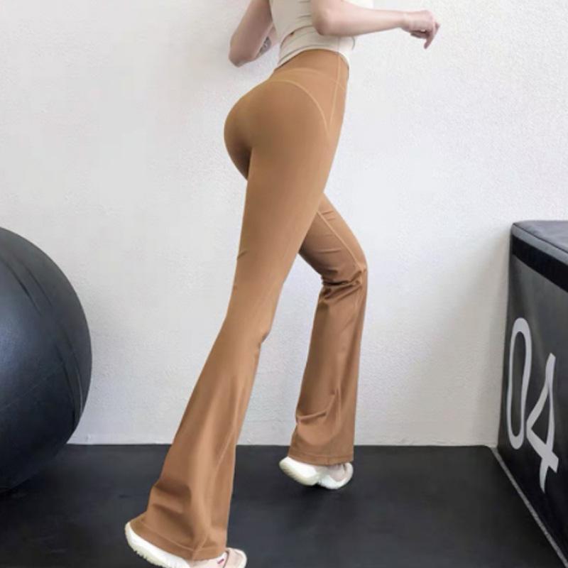 LULU Wide Leg Yoga Pants Women s Hips High Waist Skinny Sports Fitness Pants Casual Naked High Elastic Internet celebrity Flared Pants S