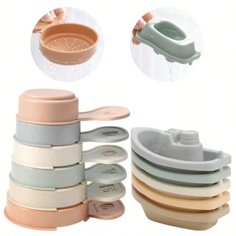 Bath Toys Floating Boats Train With Bathing Spoon11 Pcs Water Table Toys Mold Free Baby Bath Toys For Toddlers 13 Infants 61218 Months Bathtub Toys