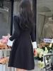 Hepburn Style Black Long Sleeve Petite Dress for Women - Autumn/Winter 2025
