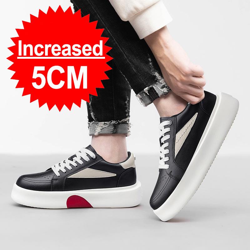 Summer Men Casual Elevator Shoes Head Layer Leather Shoes Invisible Increase 5CM Outdoor Leisure Non-slip Soft Not Tired Feet