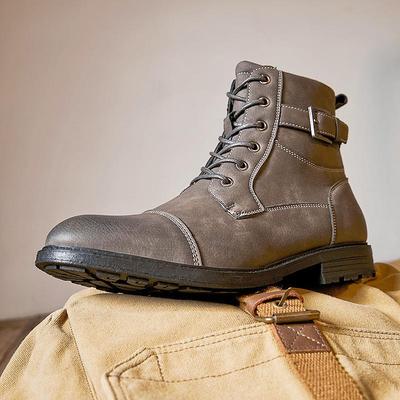 2024 British Men's High-Top Leather Martin Boots: Non-Slip, Retro Lace-Up, Round-Toe, Side Pull