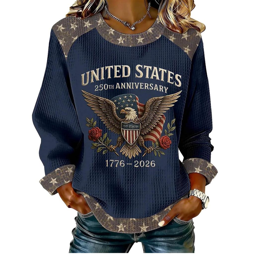 Women's Fashion Casual Long-Sleeve Round-Neck Print Pullover Knit Top