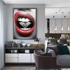 Sexy Woman Red Lips Money Rose Wall Art Posters Modern Home Living Room Bedroom Decorative Canvas Painting Picture Print Artwork