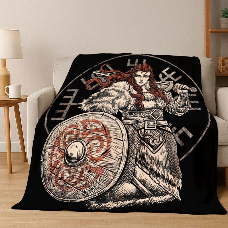 Guerrero VikingoSímbolo Valknut Nórdico Valhalla Manta de Franela Suave Cálida Manta de Sofá para Dormitorio Sala de Estar Cama Viaje Camping