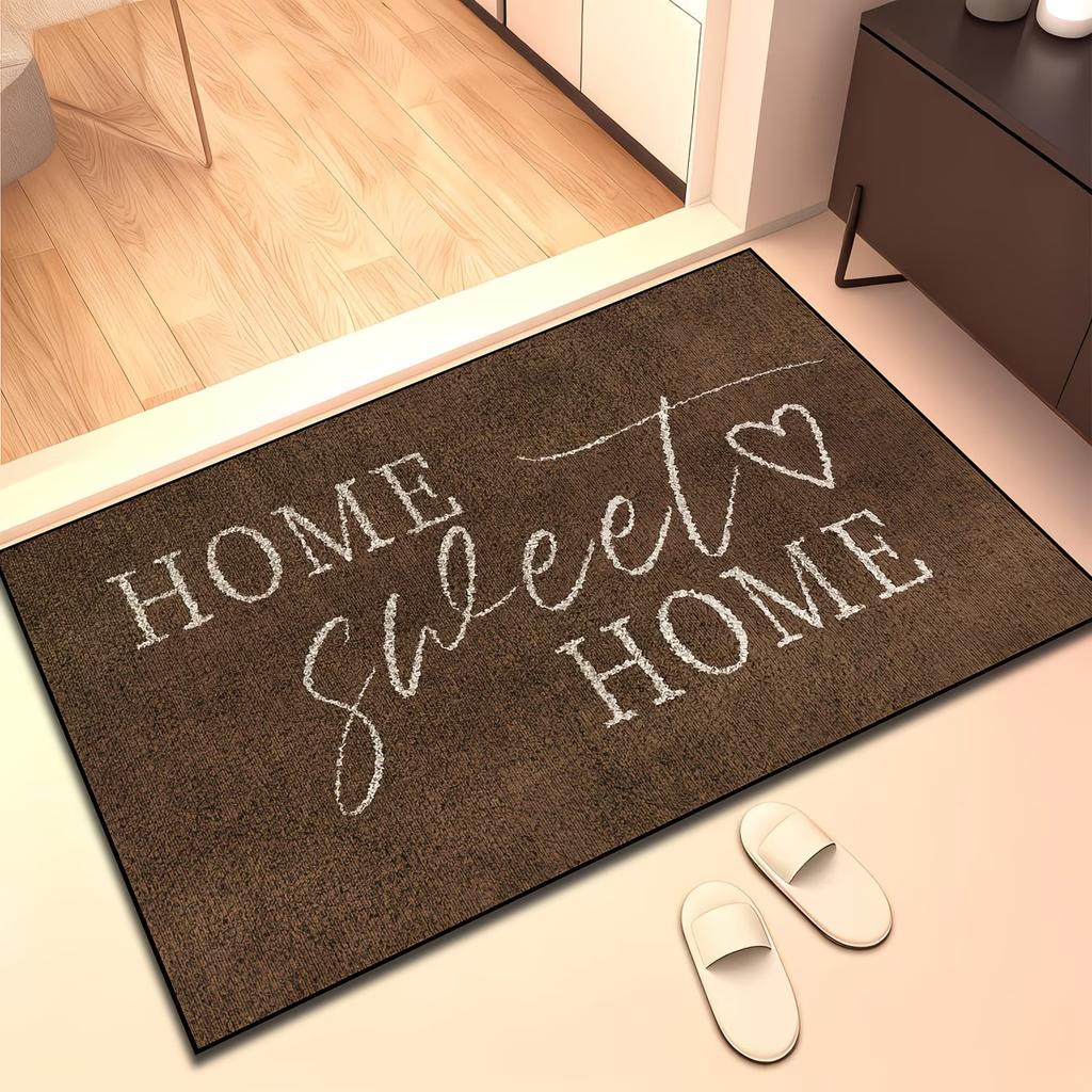 1 Stück Willkommensmatte 'Home Sweet Home' mit Buchstabenmuster und Herz-Akzenten, Geeignet für Innen- und Außentüren, Wohnzimmer, Schlafzimmer