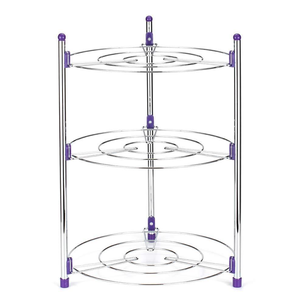 Homlly 3 Tier Round Standing Storage Tower Rack (Chrome) Storage Tower Rack