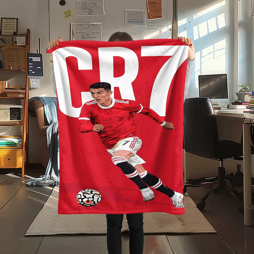 1PC CR7 Print Flannel Blanket, High Quality All Seasons, Home Decor, Warmth and Comfort, Perfect for Christmas Gifts