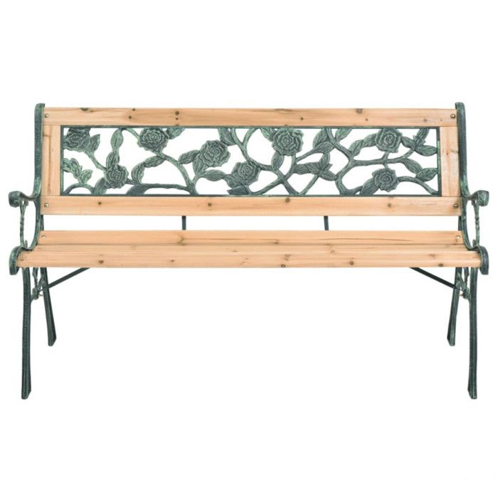 Banc de jardin à motif rose - Bois - 122 x 51 x 73 cm