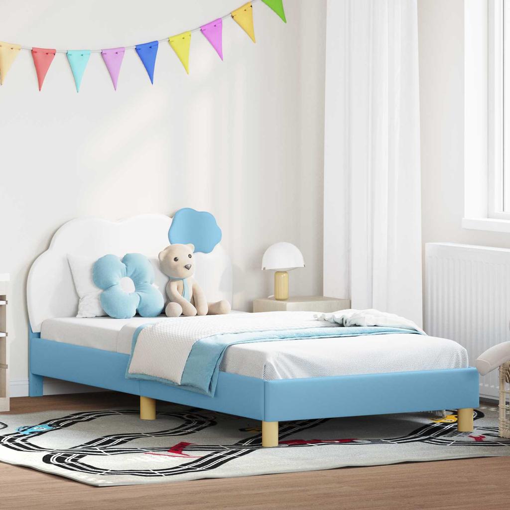Kids Bed Frame with Headboard Blue 90 X 200 Cm PU