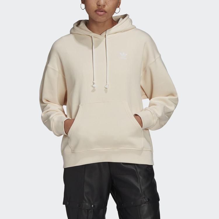 Adidas Originals Trefoil Casual Sports Printed Hooded Sweatshirt Women Sweatshirt Yellow White HF2088