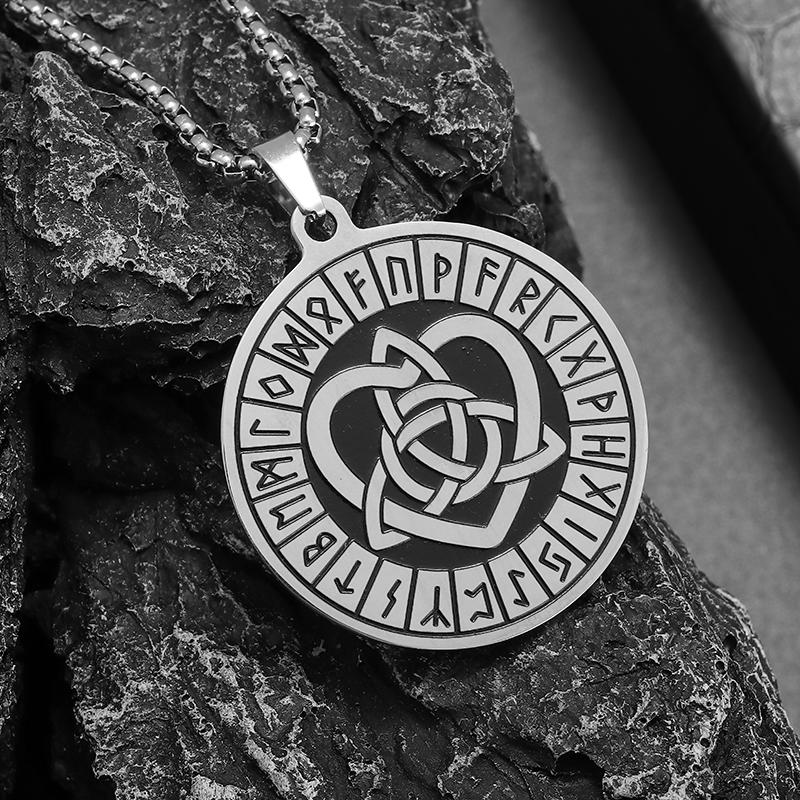 Stainless Steel Nordic Odin Rune Irish Celtic Trinity Knot Pendant Necklace Men Women Lucky Amulet Jewelry