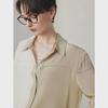 Women's Loose-Fit Silk Shirt - 2025 Spring/Summer, 100% Double Crepe Mulberry Silk, Color-Block Design