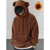 Plus Size Hooded Long Sleeve Casual Mens Coral Fleece Pullover Sweatshirt