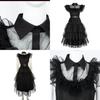 Wednesday Addams Dress For Kids Cosplay Costume Party A-shaped Tiered Skirt