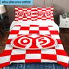 3PCS Red White Mainz Pattern Bedding Set,Including 1pc Duvet Cover And 2pcs Pillowcases Perfect for Bedroom, Dormitory, Fan Christmas Gift