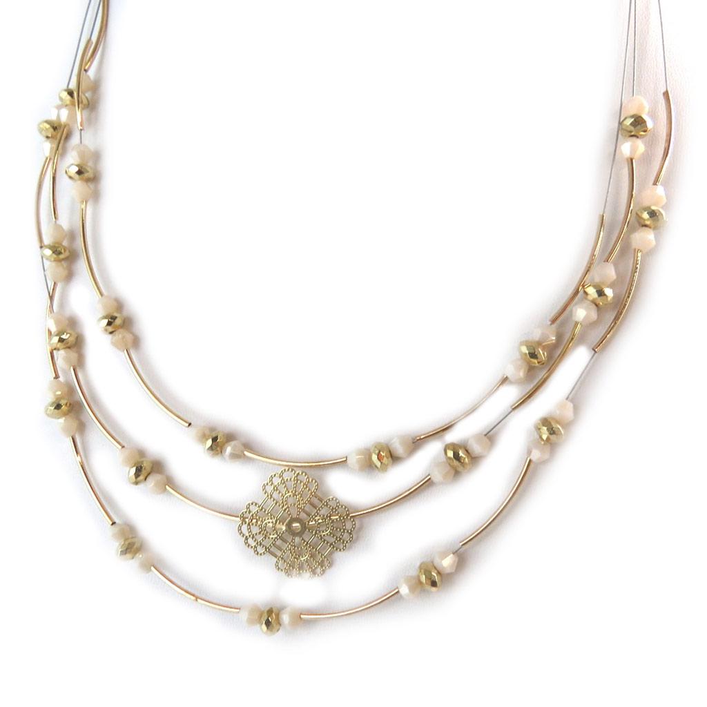 Les Trésors De Lily [N8811] - 'Carmen' Cable Necklace In Beige Gold