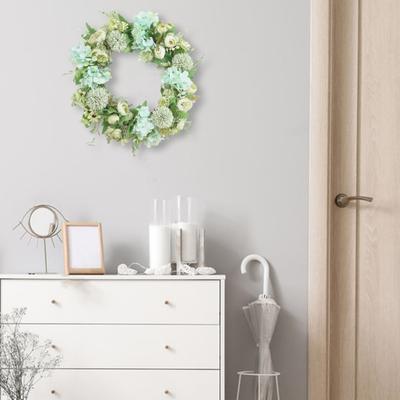 Yousheng 15.75" Spring Wreath Faux Peony Wreath Artificial Hydrangea Peony Flower Wreath with Green Leaves for Home Front Door Wedding Wall Decor