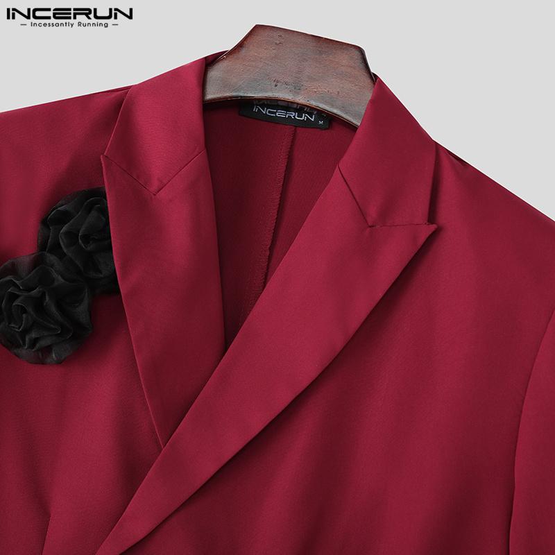 INCERUN Sommer Herren Revers Halbarm Ein Knopf Floral Bandage Lässig Party Kurz Dünn Blazer Mäntel