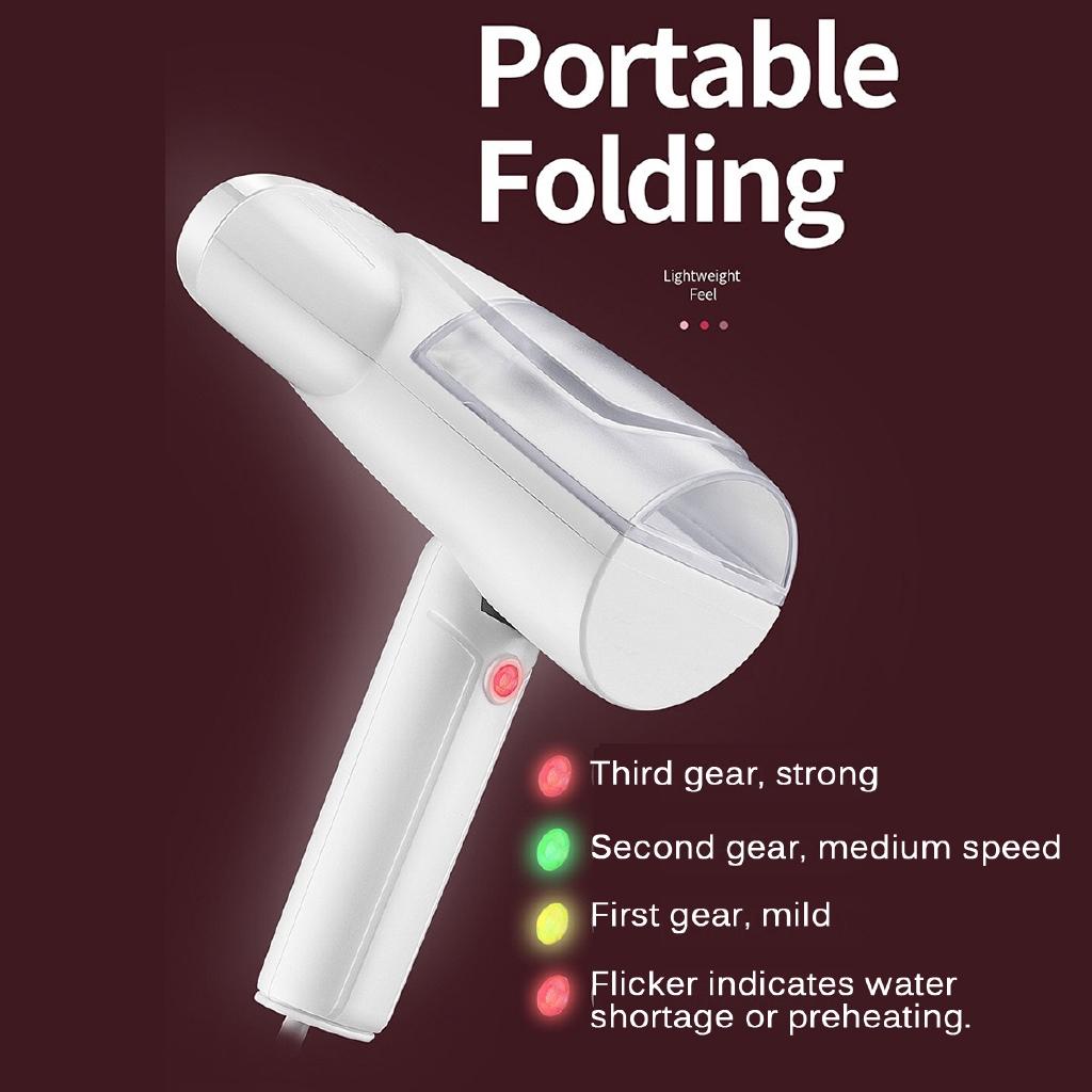 220V EU Plug Handheld Iron Steam 3 Speed Folding Clothes Steamer Electric Fabric Laundry Steamer Brush for Home Travel 800W