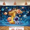 1 piece of 2D party banner 1-year-old birthday celebration astronaut-themed backdrop for photo taking