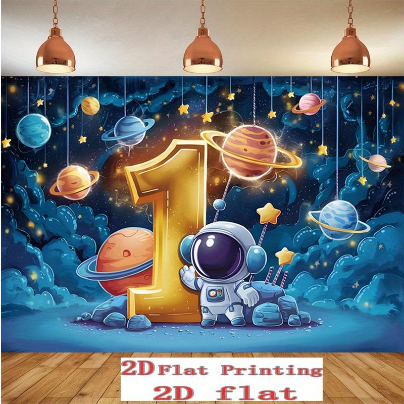 1 piece of 2D party banner 1-year-old birthday celebration astronaut-themed backdrop for photo taking