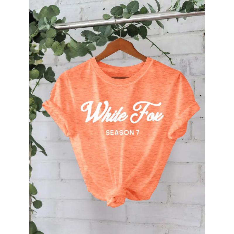 Ny Dam Slogan Tryckt Rundhalsad Lös Kortärmad Casual T-shirt