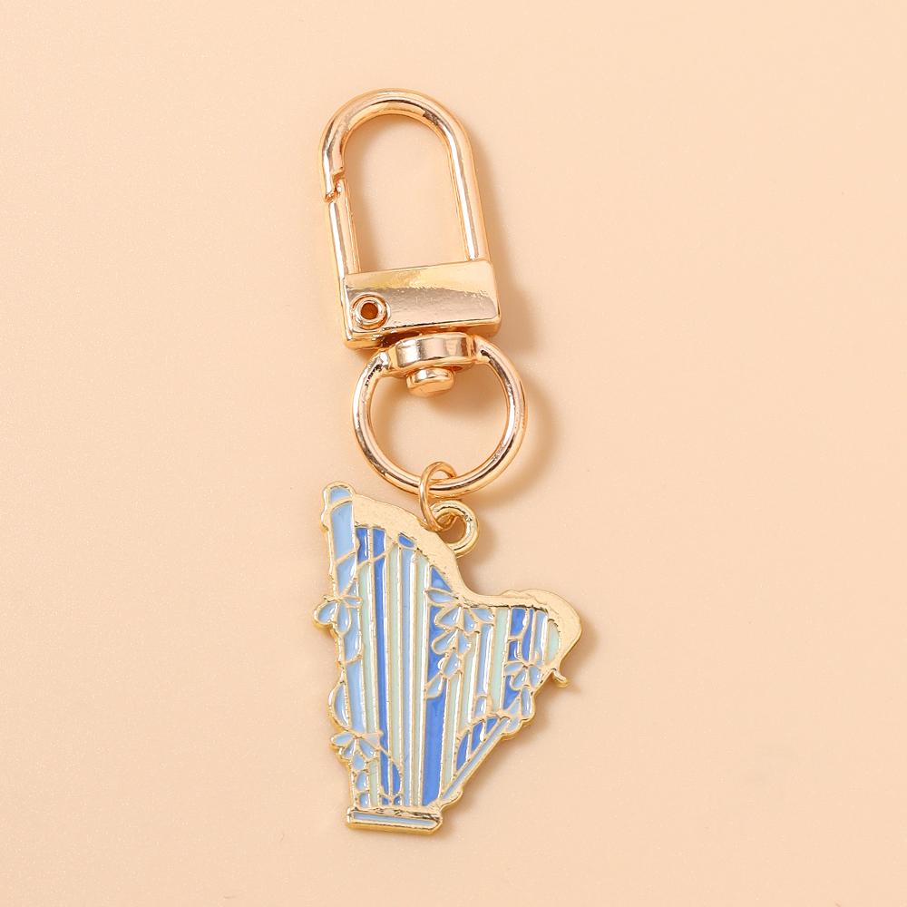 Cute Enamel Music Instrument Key Chain Guitar Violin Key Ring Pendants for Women Girls Handbag Decor DIY Handmade Jewelry Gift