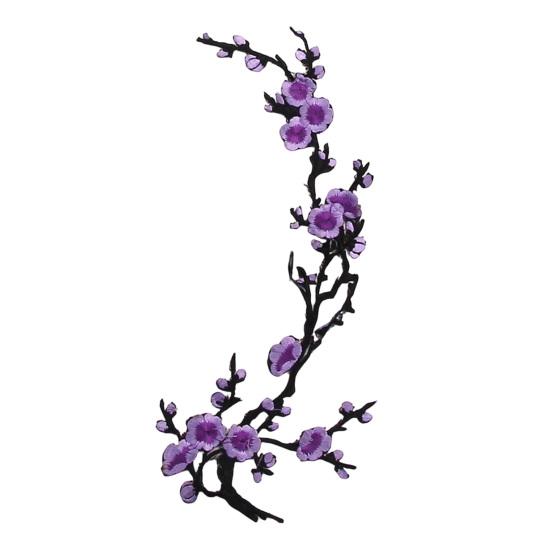 Fabric Applique for DIY Projects Cherry Blossom Patches Clothing, Vintage Plum Sewing Patches, Iron On Flower Jackets Floral Appliques Jeans