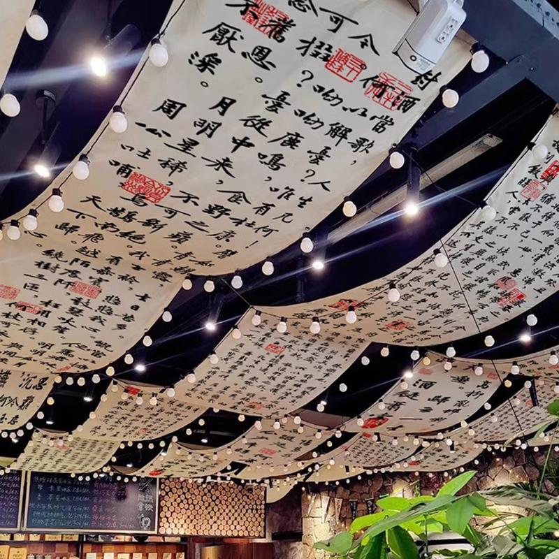 Calligraphy Ceiling Valance Japanese Style Resturant Izakaya Cuisine Sky Canopy Taverns Indoor Decoration Camping Barbecue Decor