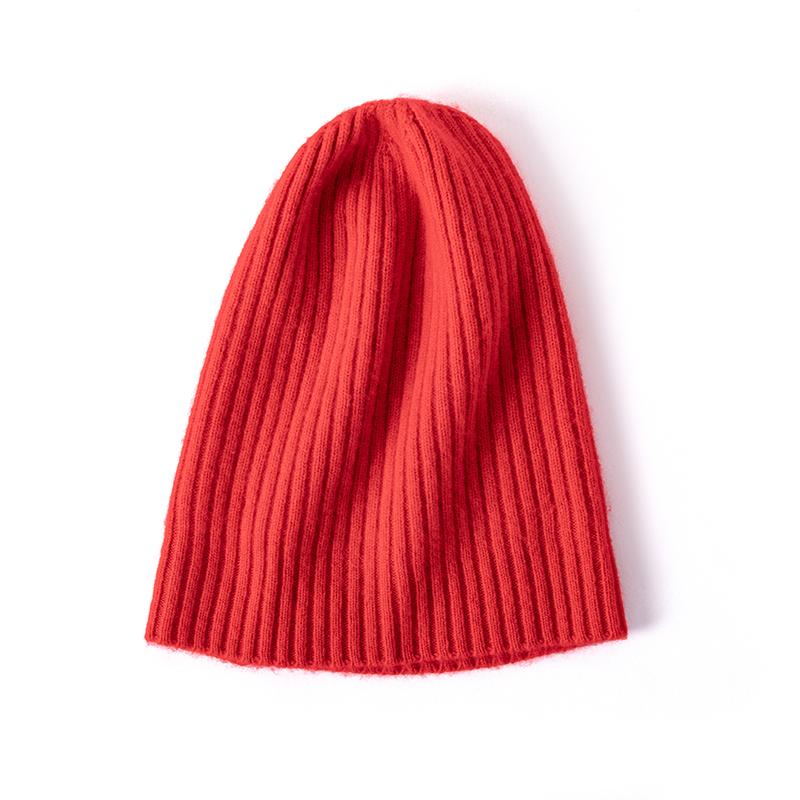 Women 100% Pure Cashmere Beanie Hat Rib Knit Solid Color Winter Warm Soft Slouchy Skullies Cap Cold Weather Accessory