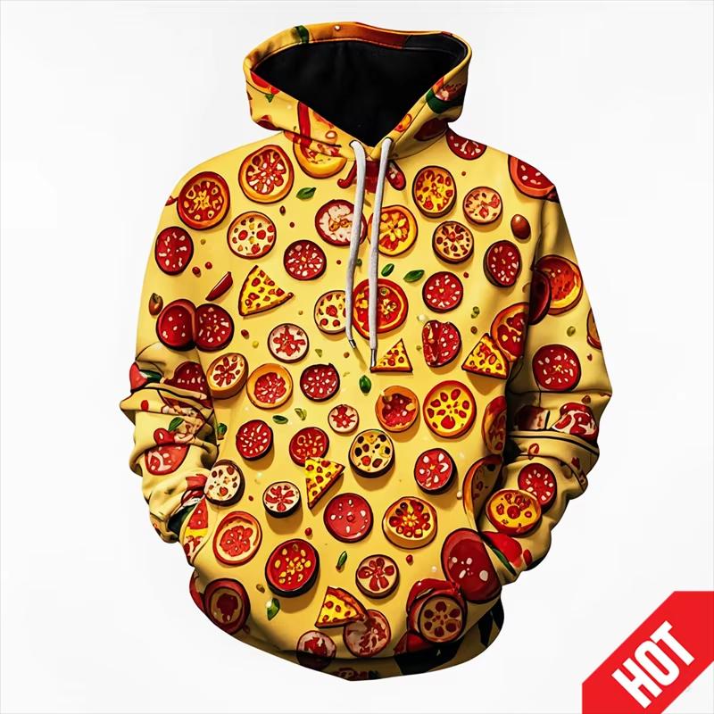 Men's Clothing 3D Printed Funny Food Pizza Hoodie Men's Streetwear Men's Oversized Hoodie Pullover Men's Autumn Hoodie