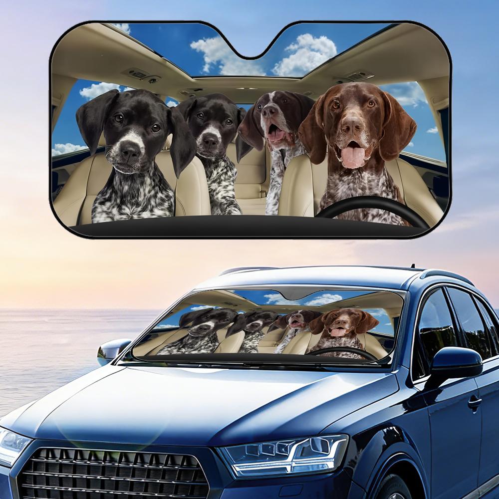 Cute German Dog Sun Visor Reusable Aluminum Foil Windshield UV Protection Heat Insulation Cover Sun Visor Sunshade