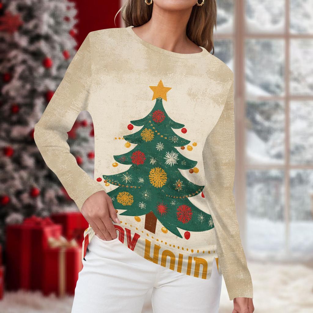 Women's Daily Casual Long-sleeved Printed O-neck Top