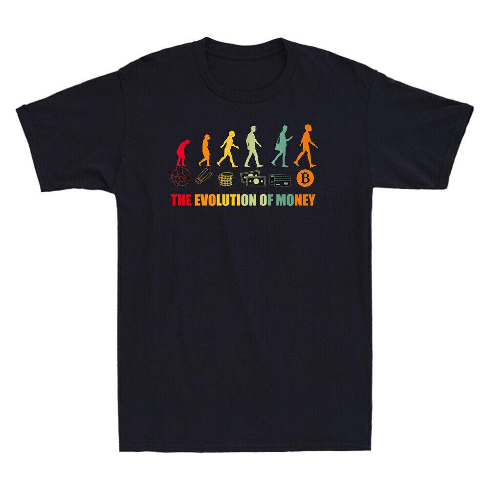 The Evolution Of Money BTC currency Funny Meme Novelty Men T-Shirt L